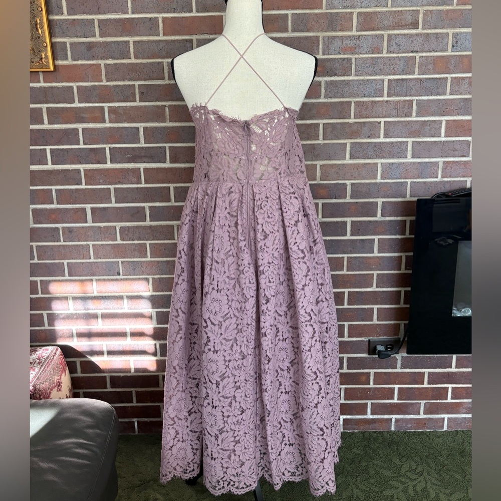 ASOS Lace Spaghetti Strap Midi Dress in Mauve lavender Size 12 - Picture 4 of 12